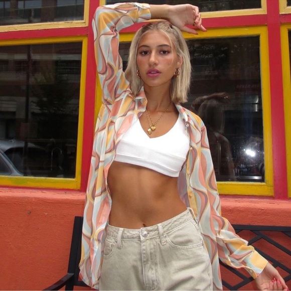 ❤️‍🔥4 for $25 SALE: Princess Polly Donna Shirt Multi Oversized Button Down - Picture 4 of 4